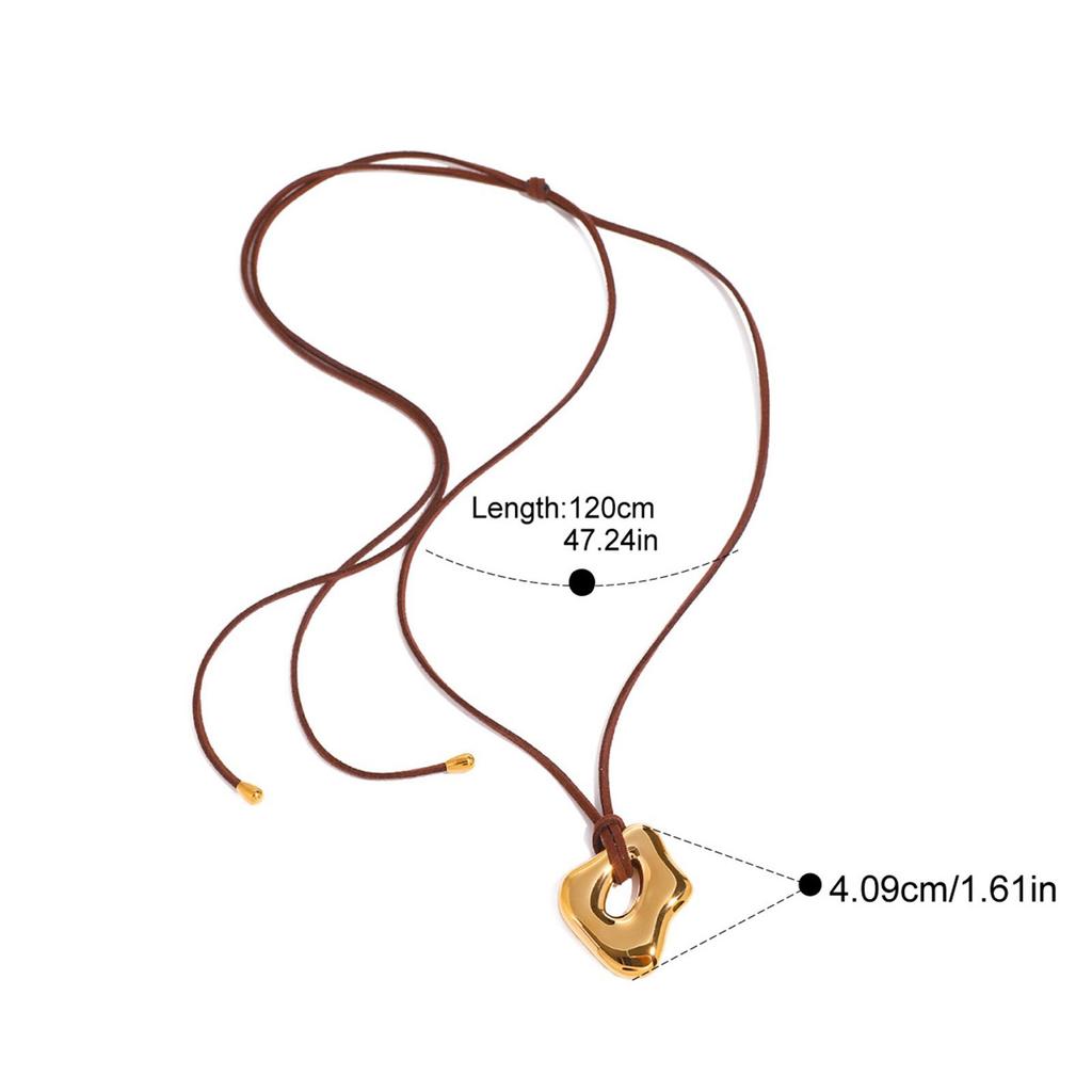 Sophisticated Stainless Steel Waterproof Irregular Geometric Metal Wax Rope Necklace Accessory Fashionable Jewelry Gift