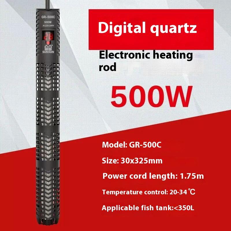 SUNSUN Aquarium Submersible Heater Fish Tank LCD Display Digital Adjustable Water Heating Rod Constant Temperature Control 500W