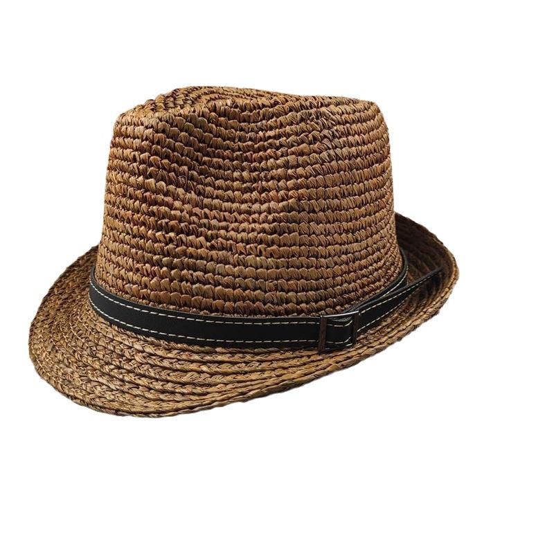 Small head circumference women's hat summer raffia top hat British style hand-woven jazz hat casual simple men's hat