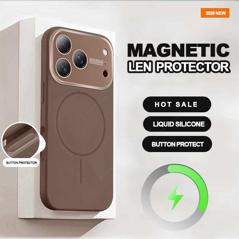 Big Window Magnetic Phone Case for For Iphone 17 Air 16 1 13 14 Pro Max Liquid Silicone Shockproof Protector Cover