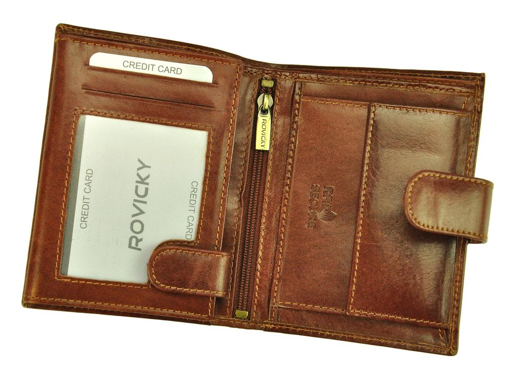 Rozbudowany Skórzany męski portfel Rovicky z RFID