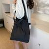Solid Color Shopping Bag Washable Canvas Handbag Casual Drawstring Tote Bag  Ladies
