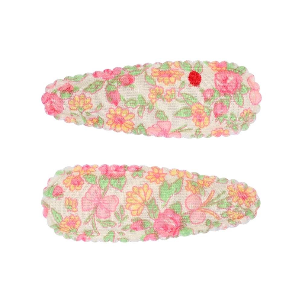 2 Stück/Set Bedruckte BB Haarspange Haaraccessoires Handgefertigt Leinwand Blume Haarspange Mädchen Süße Haarspangen Kopfschmuck Geschenk