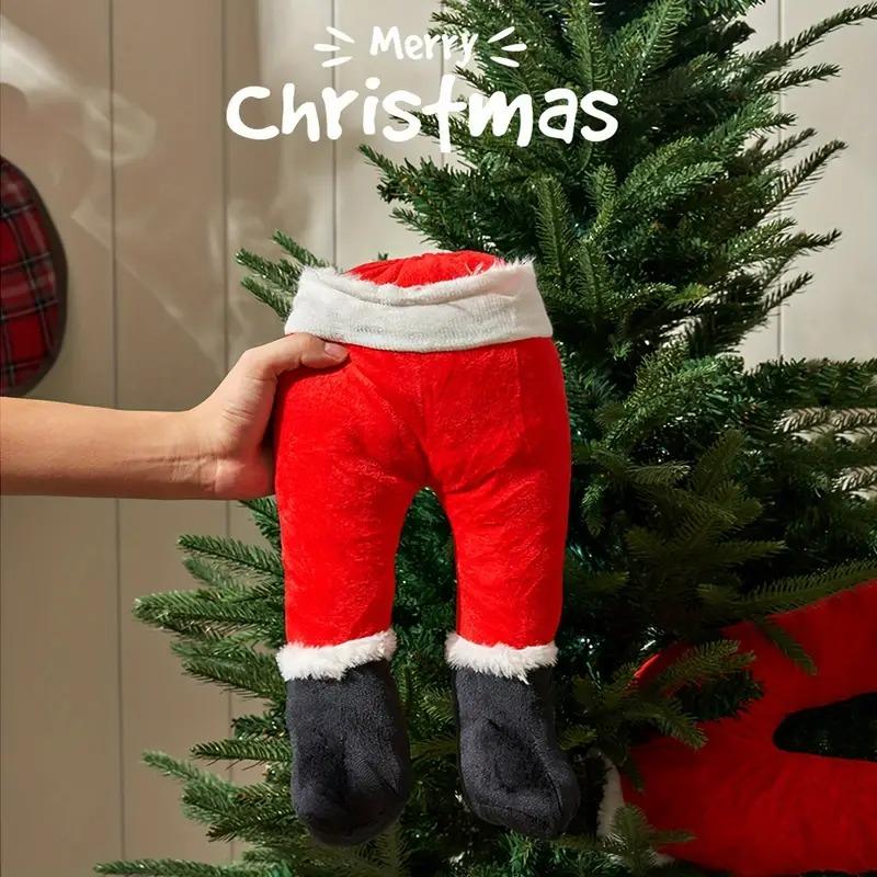 Santa Claus Elf Legs Plush Christmas Tree Door Decoration Hanging Ornament Festive Holiday Home Decor for Living Room Display