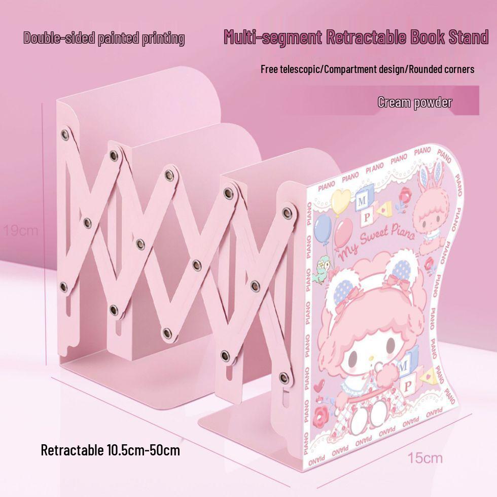 Little Sheep Cartoon Piano Desktop Organizer: Retractable Folding Bookshelf & Thickened Book Clip for Students