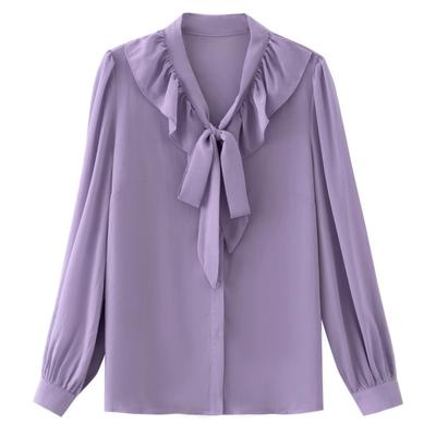 Camicia in Chiffon Francese da Donna Primavera alla Moda Casual Dimagrante Pancia Design di Nicchia di Alta Gamma Top