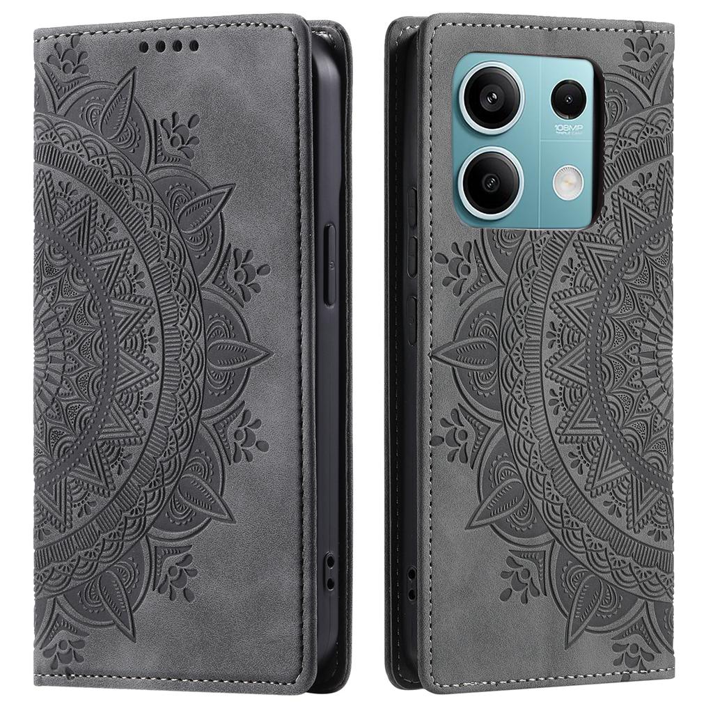 For Xiaomi Redmi Note 13 5G Leather Case Imprinted Mandala Wallet Phone Cover