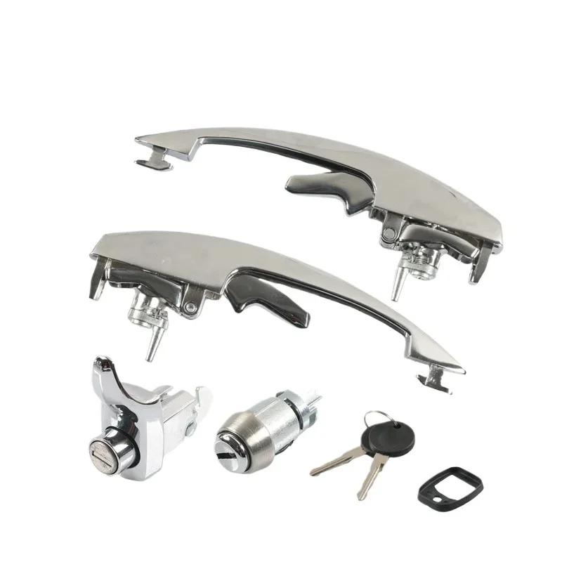 2 Stück silberne äußere Türgriffe links und rechts mit 2 Schlüsseln für VW Käfer VW Vocho 1973-2004 OEM 111837205J 1BM827503 1BM837205