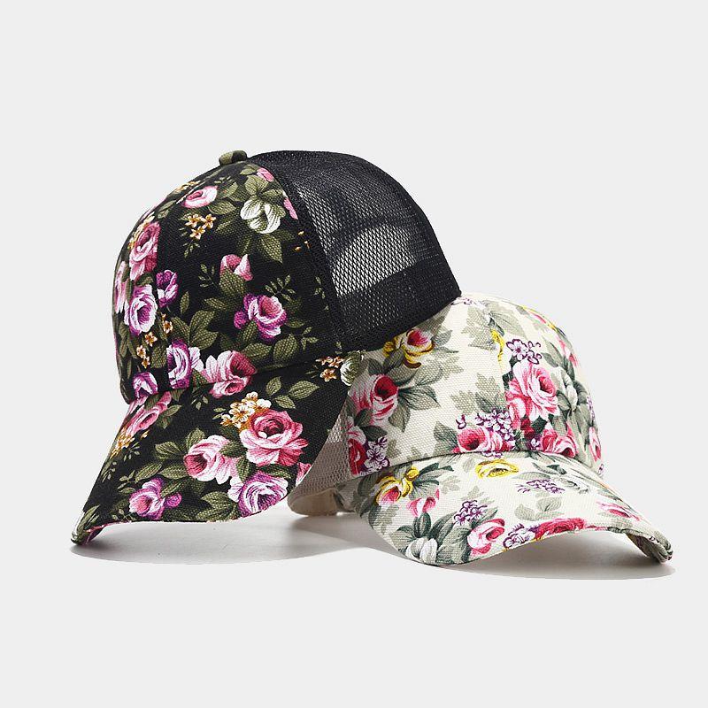 Hat Women's spring and summer national style elements Small flower cloth Peony flower net Baseball cap Men's outdoor leisure sun hat