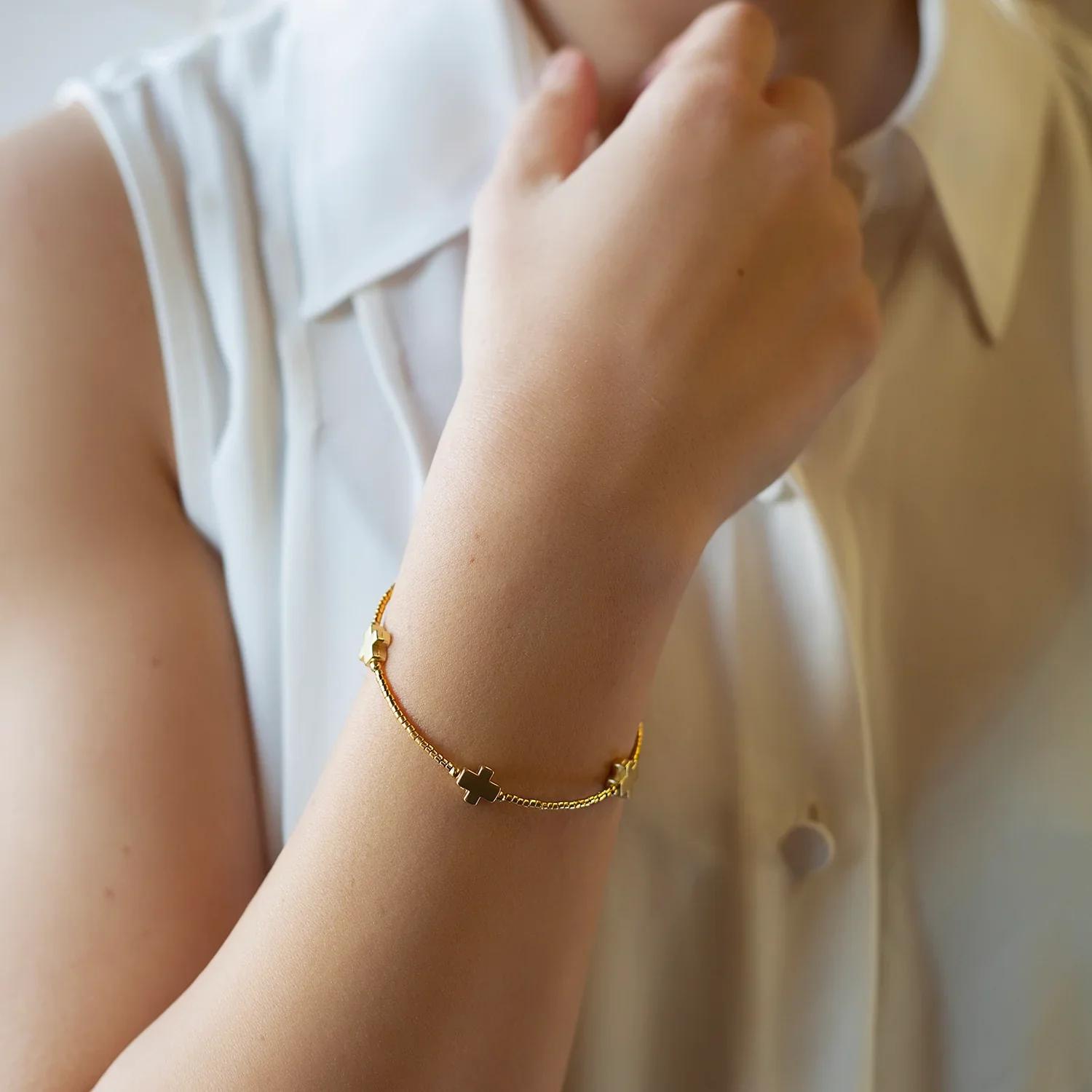

Vlen Miyuki Delica Beads Gold Color Bracelet Cross Bracelet for Women Fashion Simple Jewelry Dainty Pulseras Mujer