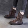 Johnature Handmade Vintage Mid-calf Boots Genuine Leather Women's Thick Soled Casual Versatile Short Boots