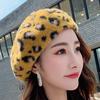 Autumn and Winter Leopard Print Beret Woman Fashion Wild Art Painter Hat Spotted Plush Hats