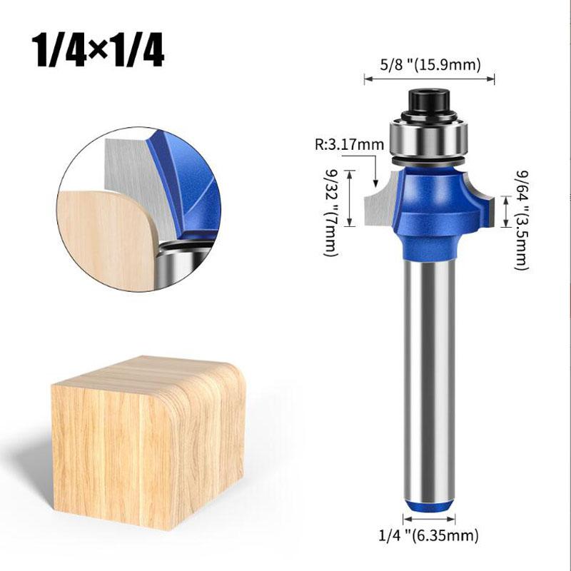1/4 Inch Shank 6mm Shank Blue Roundover Router Bit Set Carbide Wood Router Bits for Woodworking