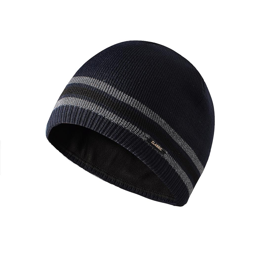 Men's fleece knitted cap with iron standard straight edge wool hat, brimless dome hat, pullover, ski cap
