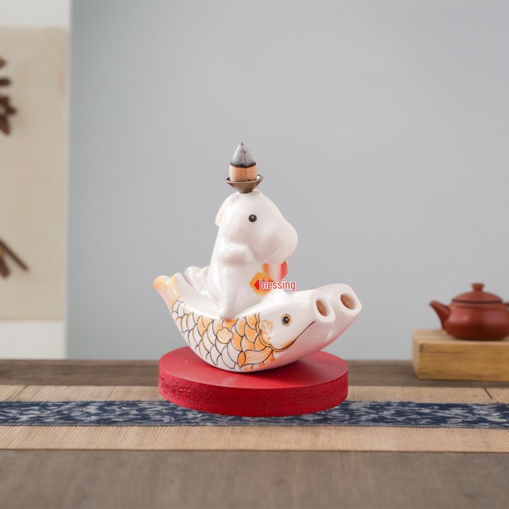 Mengma Doudou Rocking Horse Ceramic Zen Incense Burner - Indoor Sandalwood Backflow Cone Ornament.