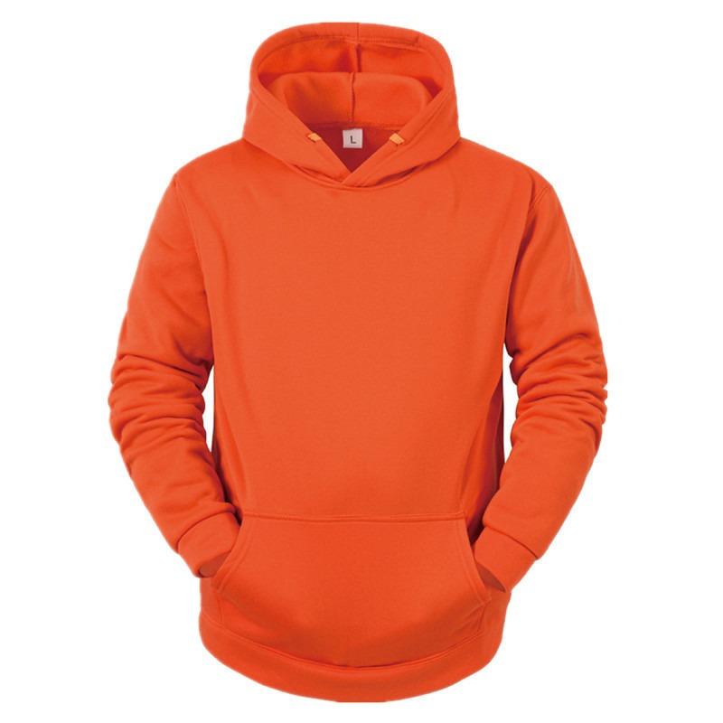 Men S Fleece Solid Color Hooded Pullover Sweatshirt Casual European Size