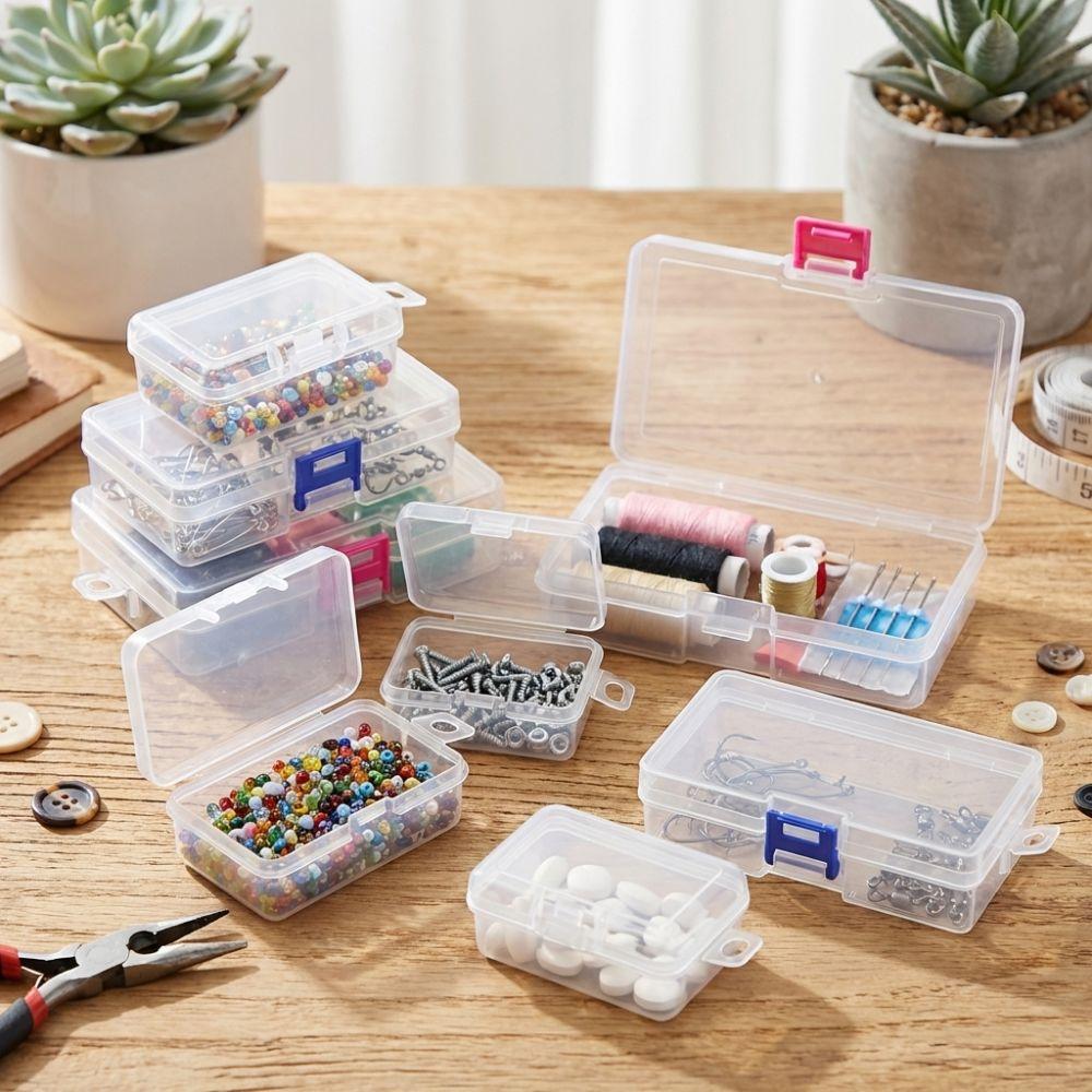 Rectangle Transparent Storage Box Flip Cover Sewing Storage Box  Jewelry Storage