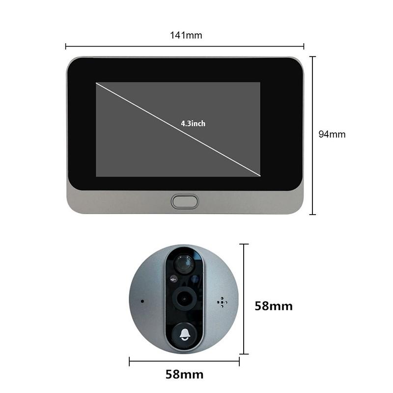 Tuya Wifi Smart Door Bell Peephole Viewer 4.3 Inch LCD Screen Wireless Doorbell Night Vision 1080P Camera Door Monitor Home Security Motion Detection