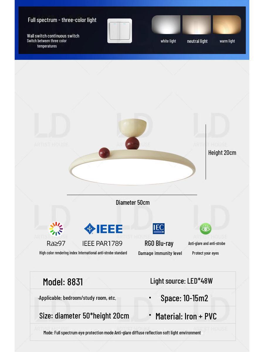 

Потолочный светильник в стиле ретро из орехового дерева - стиль ваби-саби середины века для главной спальни и кабинета Three Color Dimming