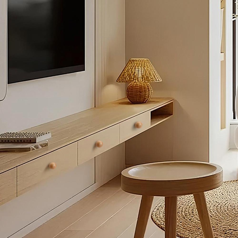 6564 40mm Diameter Drawer Pull Knob Single Hole Wooden Round Ball Cabinet Wardrobe Furniture Handle