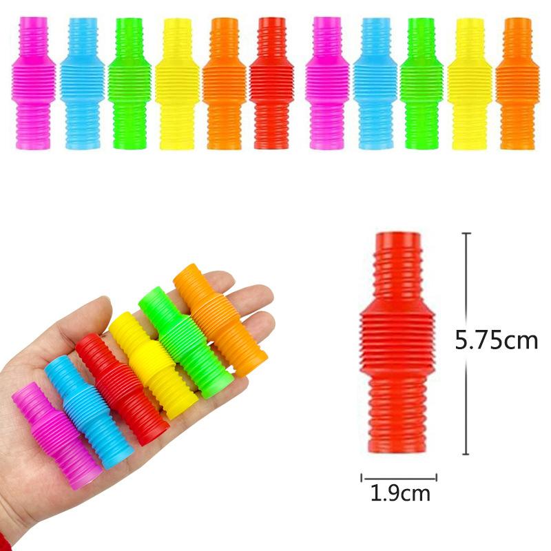 10-20 Adet Mini Pop Tüpler Fidget Oyuncakları Gökkuşağı Duyusal Antistres Plastik Körük Stres Giderici Boru Çocuklar Yetişkinler Komik Hediye