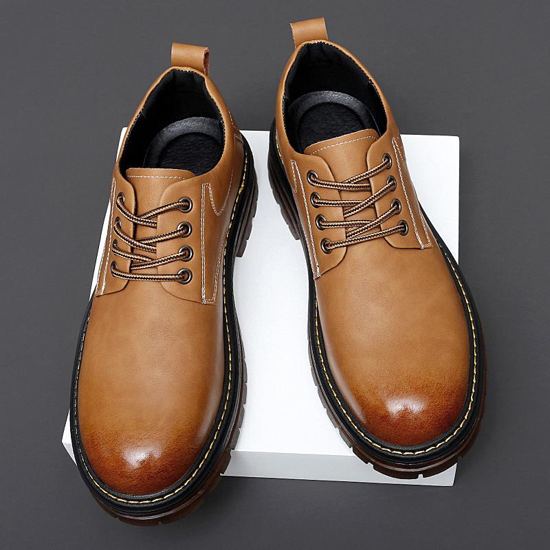 

Мода 2024 Осень Новые Высококачественная Кожа Роскошная Обувь На Шнуровке Классическая Уличная Спортивная Мужская Обувь Мужская Обувь для Рабочей Одежды с Коровьей Подошвой 38 коричневый