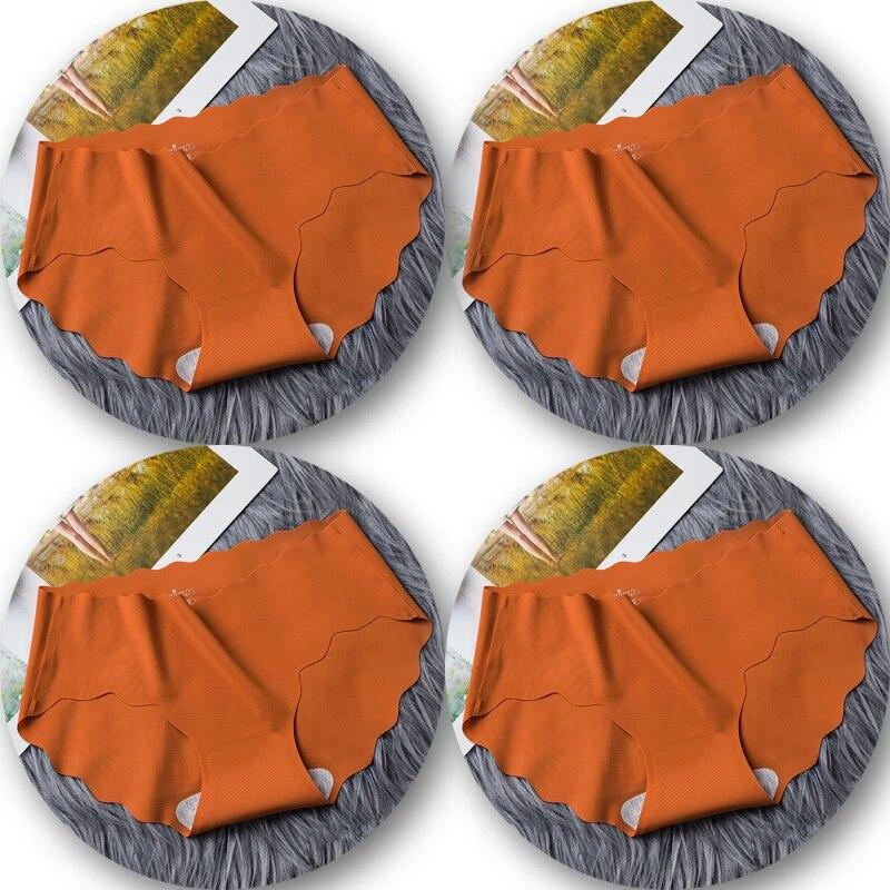 4Pcs/Set Seamless Underwear Silk Women's Panties 3XL Tangas Lady Ruffle Underpants 4 Pieces Girls Briefs Panty Sexy Lingerie 4PC