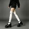 Cross Letter Print Overtheknee Socks With Velvet Fabric For Youth Women