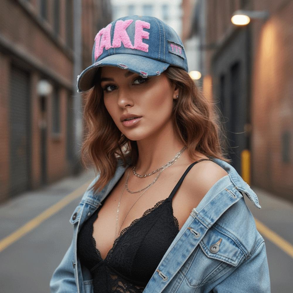 Gekleurde Letter TAKE Borduur Baseballpet Geperforeerd Gat Denim Pet met Klep Verstelbare Cowboy Baseballpetten Voor Man Vrouw