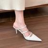 Buckle Footwear Pointed Toe Pumps Ladies Thin Heels Shoes Female Super High Heels Slides Shoes For Women Mules 2025