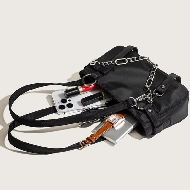 Fashi Design Gothic Chain Ladies Underarm Bag Sweet Cool Y2k Women Square Shoulder Bags Black Pop Female Tote Handbag Purse