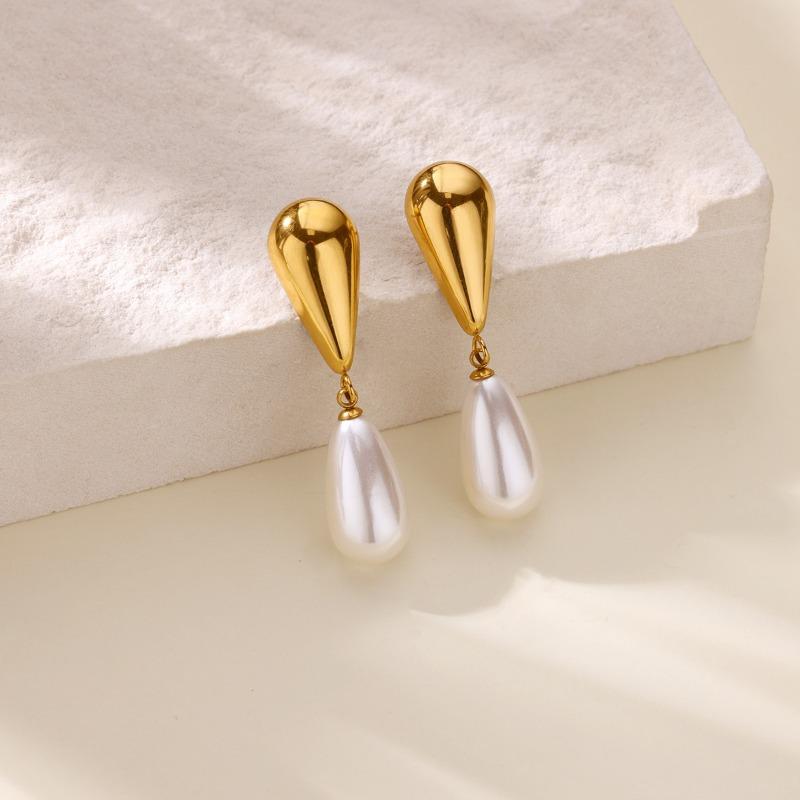 Pearl water drop pendant cute stud earrings k gold fashion trend versatile party jewelry gift