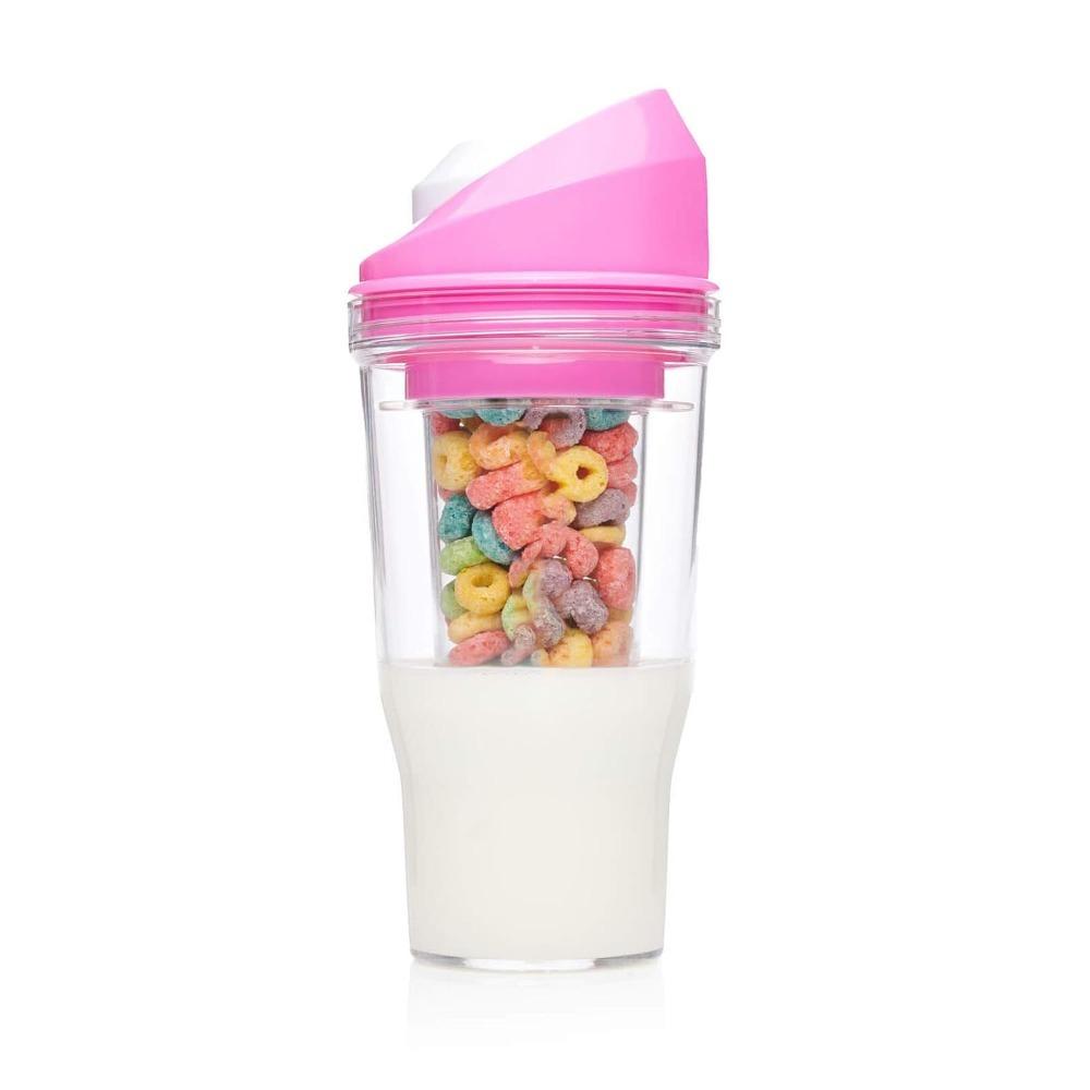 

2 in 1 Milk Cereal Separated Cup Plastic Milk Oatmeal Cup Double Layer Breakfast Cup Students розы красного