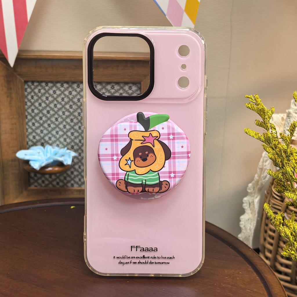 Cartoon Heart Girl Phone Holder – Magnetic, Retractable Airbag Stand with Finger Ring