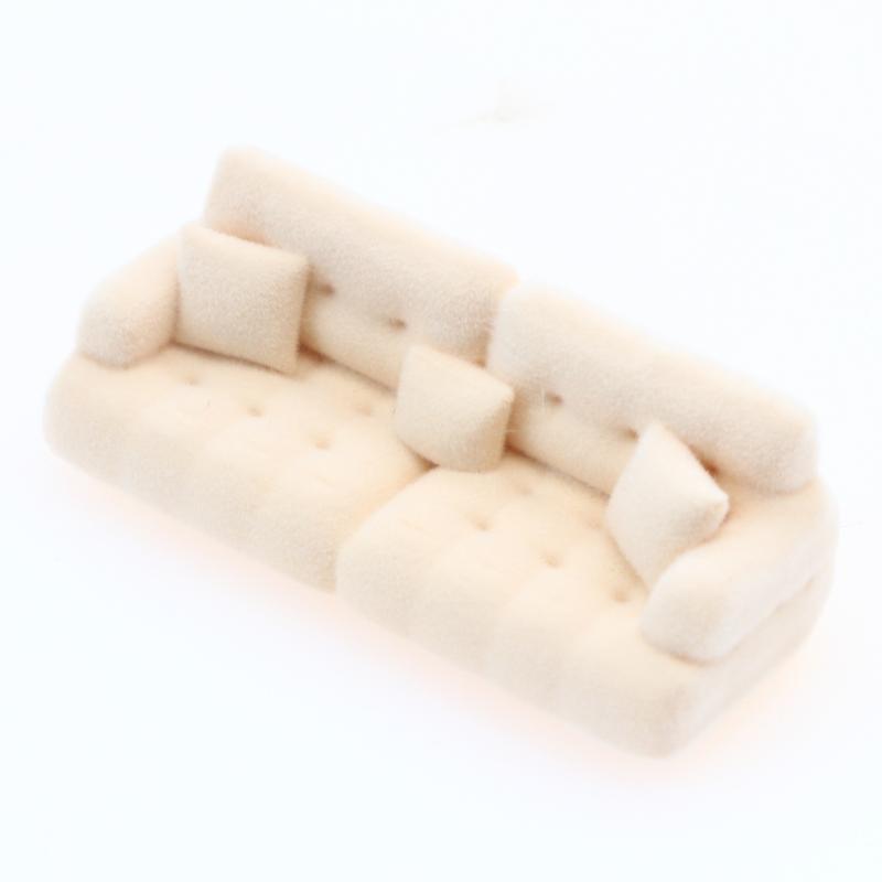 Dollhouse Mini Furniture Flocking Sofa Model 1:12 1:20 1:30 Scale Realistic Ornament for Micro Landscape DIY Decor