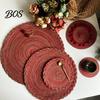 Ramie Fiber Placemat 12 Inch Round Placemats, Polyester Woven Braided Place Mats, Washable Heat Resistant Circle Dining Table Mats for Kitchen
