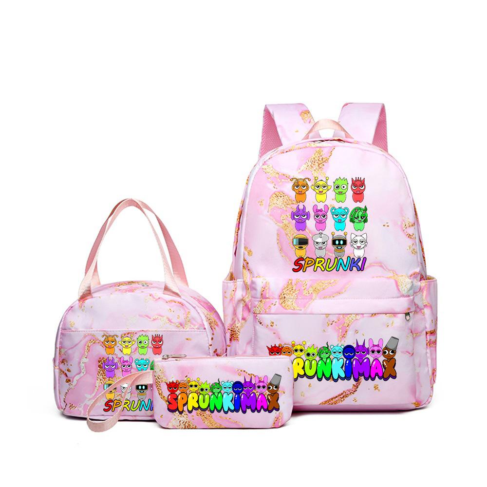 Rhythm Box Music Game Heat Transfer Backpack Sprunki Primary and Secondary School Students Children's Cute Schoolbag Three-piece Set