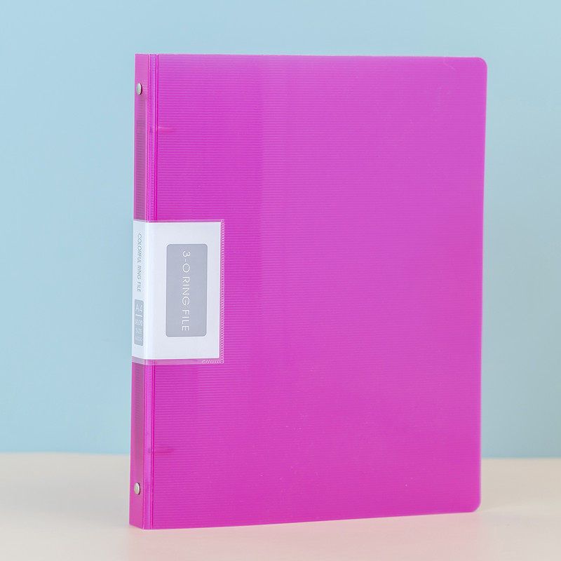 Jieyi Thin Stripe Folder Hole Distance Loose-Leaf A4-2 Hole Transparent Red (Excluding Inner Pages)