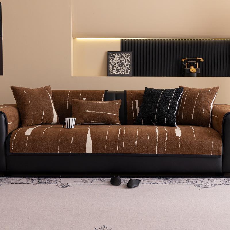 Sofa Cushion Universal In All Seasons New Light Luxury High-End Seat Cushion Chenille Non-Slip Leather Sofa Cover Cover Cloth
