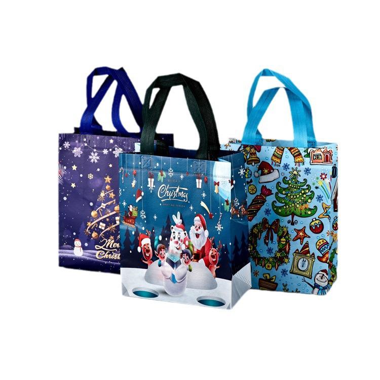In-Stock Large Cartoon Christmas Non-Woven Tote Bag 2024 - High-Capacity Holiday Gift Bag for Christmas Eve Shopping