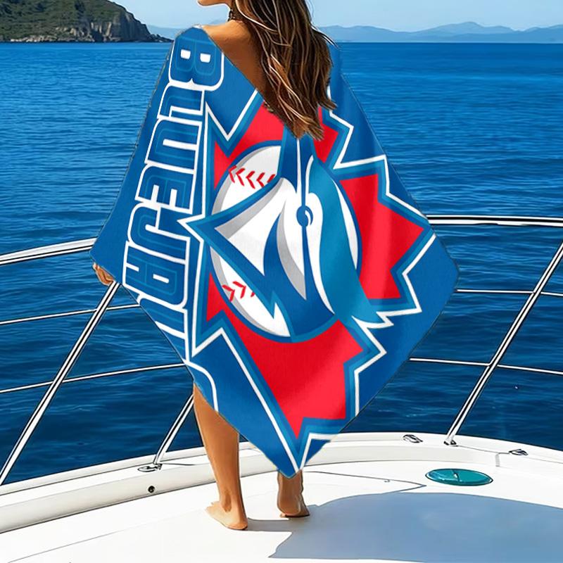1pc Toronto Blue Jays Beach Towel, Beach and Seaside Swimming Pool Equipment, Fashion Pattern, Rectangular, Travel Essentials