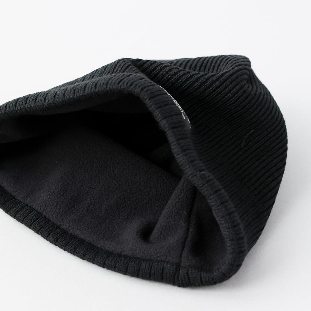 Avirex Knit Cap Size 028 Men's Fleece-Lined Single-Breasted Beanie, Short, Autumn/Winter, Black,