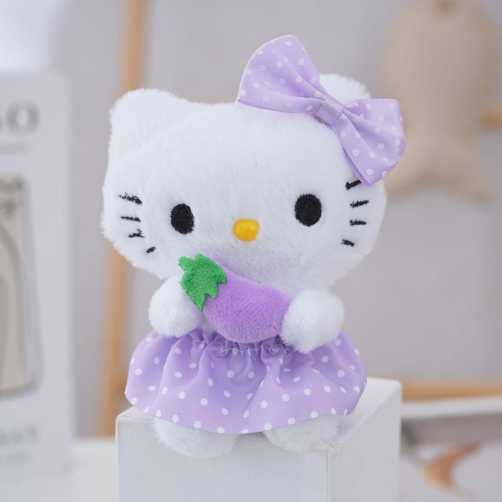 Cute Floral Dress Plush Cat Keychain Cartoon Doll Bag Charm Kawaii Pendant Accessory