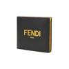Fendi Logo Print Short Double Fold Calfskin Wallet Men Wallet Black Yellow 7M0169ADM8F0R2A
