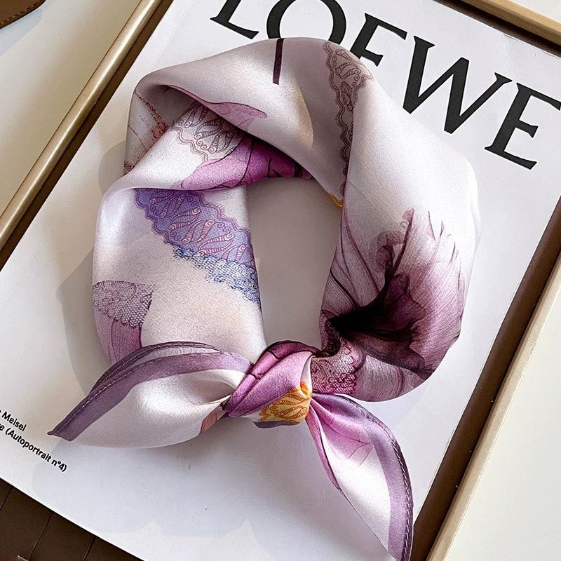 100% Natural Real Silk Scarf Women Bandana Square Scarves Wrap Kerchief Mulberry Spring Luxury Summer Beach High Quality Hijab