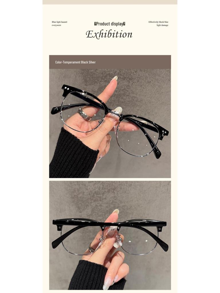 Retro Ultralight Semi-Rimless Glasses with Prescription Lenses - Fashionable & Versatile Frames for Casual or Business Wear