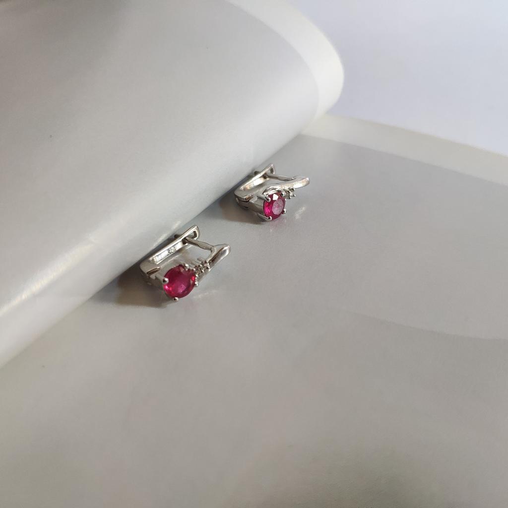 Silver Earrings with Natural Ruby 1.348ct (2127574)