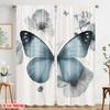 2pcs,2D plane printing Light Filtering Curtains Blue Butterfly Bliss Durable Polyester (without rod) Holiday for Bedroom Office