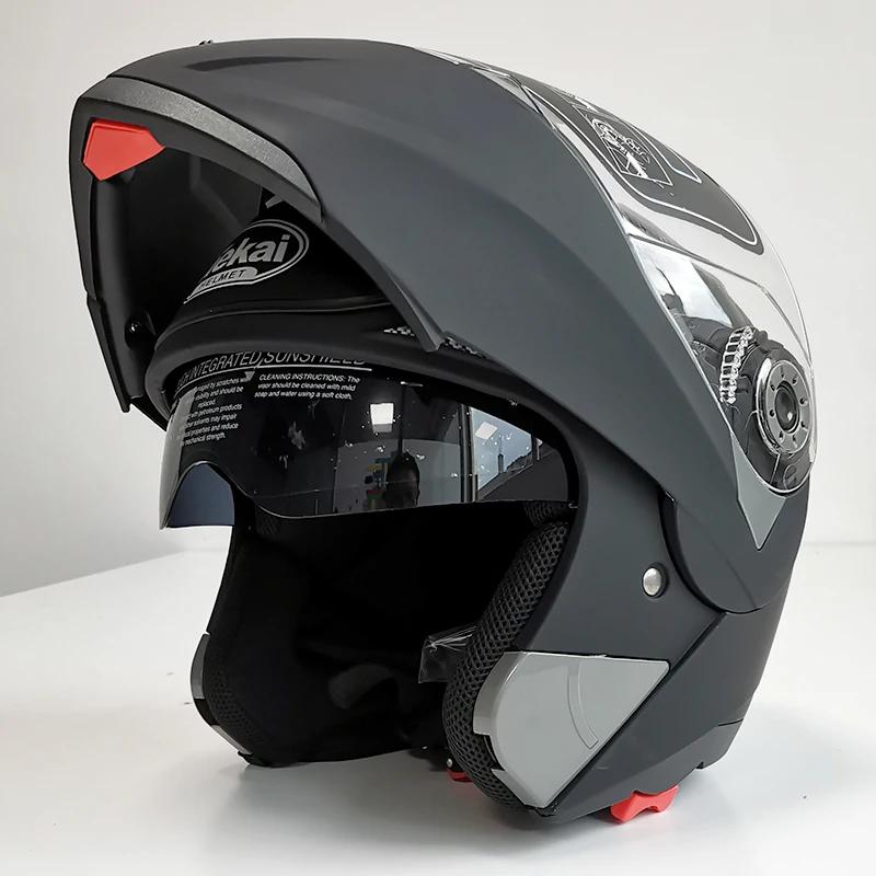 JIEKAI Helmet Motorcycle Flip Up Helmet Motorbike Protective Headgear Helmets Racing Double Lens Sun Shade Helmet 105