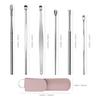 6 Pieces Stainless Steel Earwax Removal Kit with Leather Pouch | Innovative Spring Spoon & Spiral Ear Pick Cleaner Set | Reusable Ear Wax Cleaner